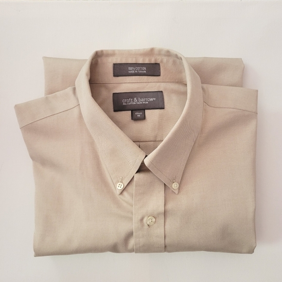 Croft & Burrow Dress Shirt Oatmeal - Picture 1 of 4